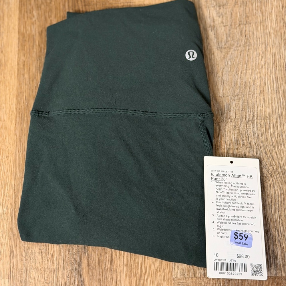 lululemon Align HR Pants in Legacy Green size 12